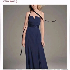 White by Vera Wang blue chiffon strapless dress